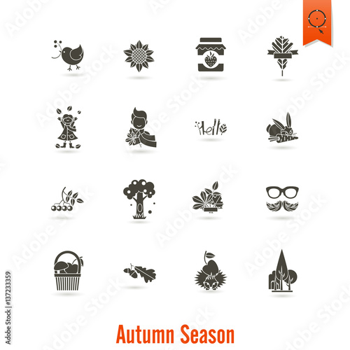 Set of Flat Autumn Icons © helenstock