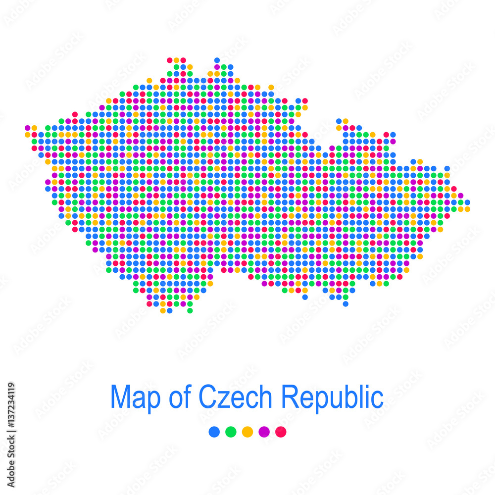 Map of czech republic vector dot pattern