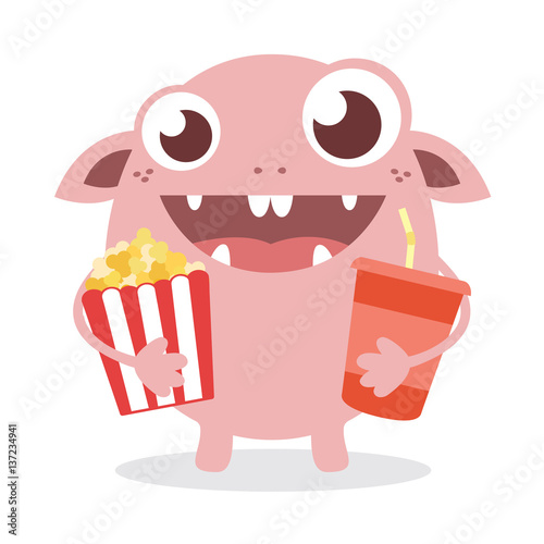 Cartoon monster with popcorn