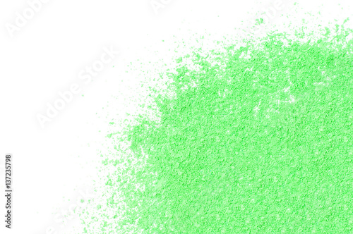 Sprinkled powder paint, green color background