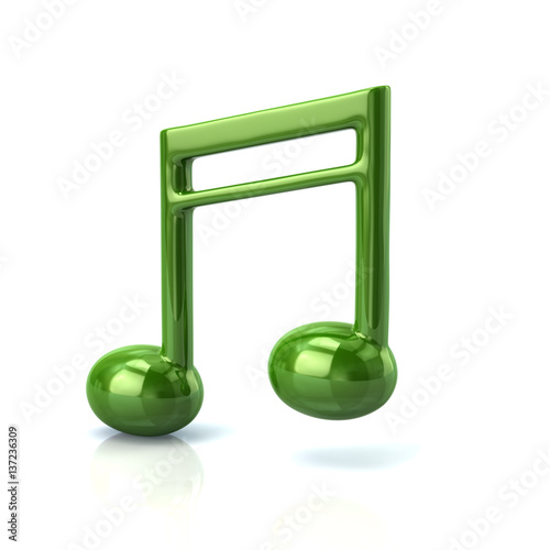 3d illustration of green music note