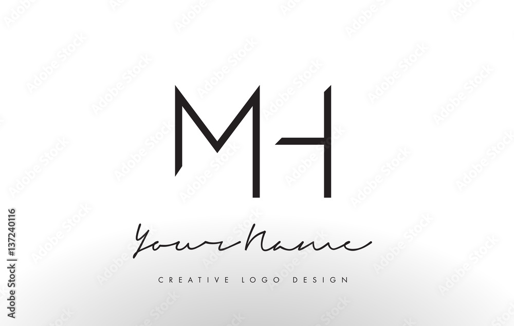MH Letters Logo Design Slim. Creative Simple Black Letter Concept. MH Letters Logo Design Slim. Creative Simple Black Letter Concept.