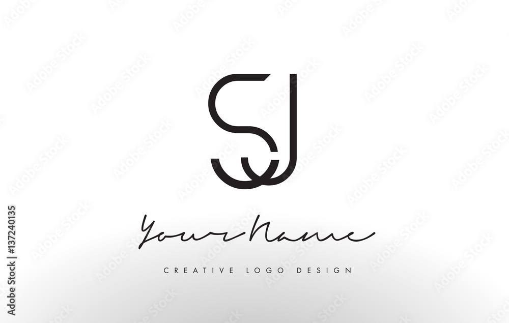 SJ Letters Logo Design Slim. Creative Simple Black Letter Concept. SJ Letters Logo Design Slim. Creative Simple Black Letter Concept.