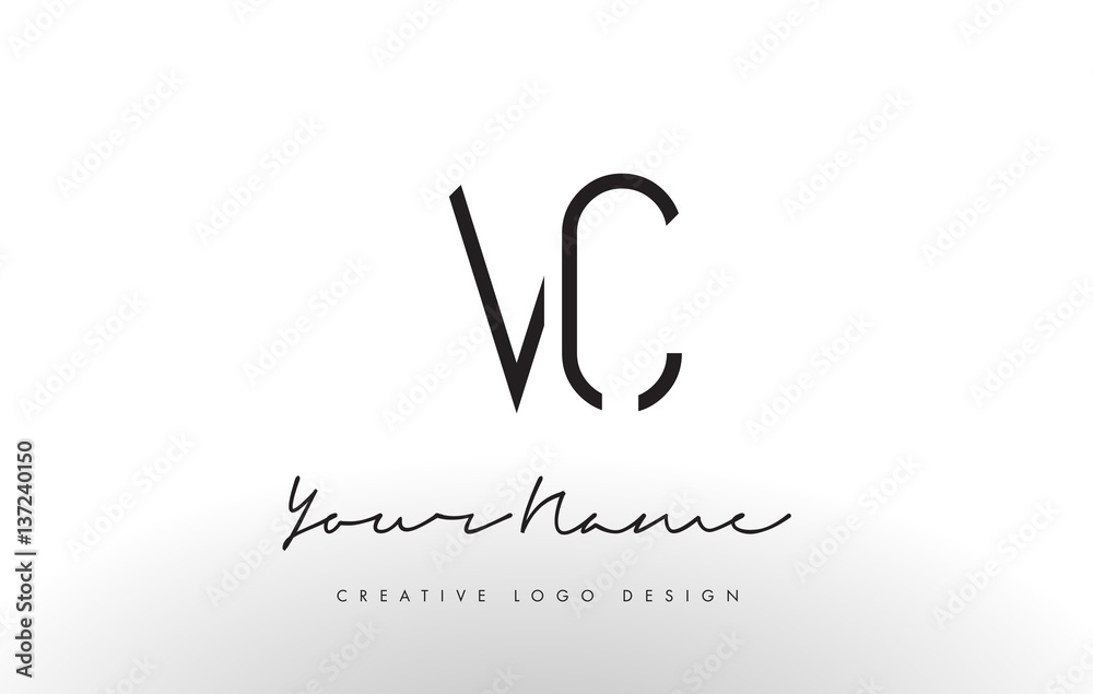 VC Letters Logo Design Slim. Creative Simple Black Letter Concept. VC Letters Logo Design Slim. Creative Simple Black Letter Concept.