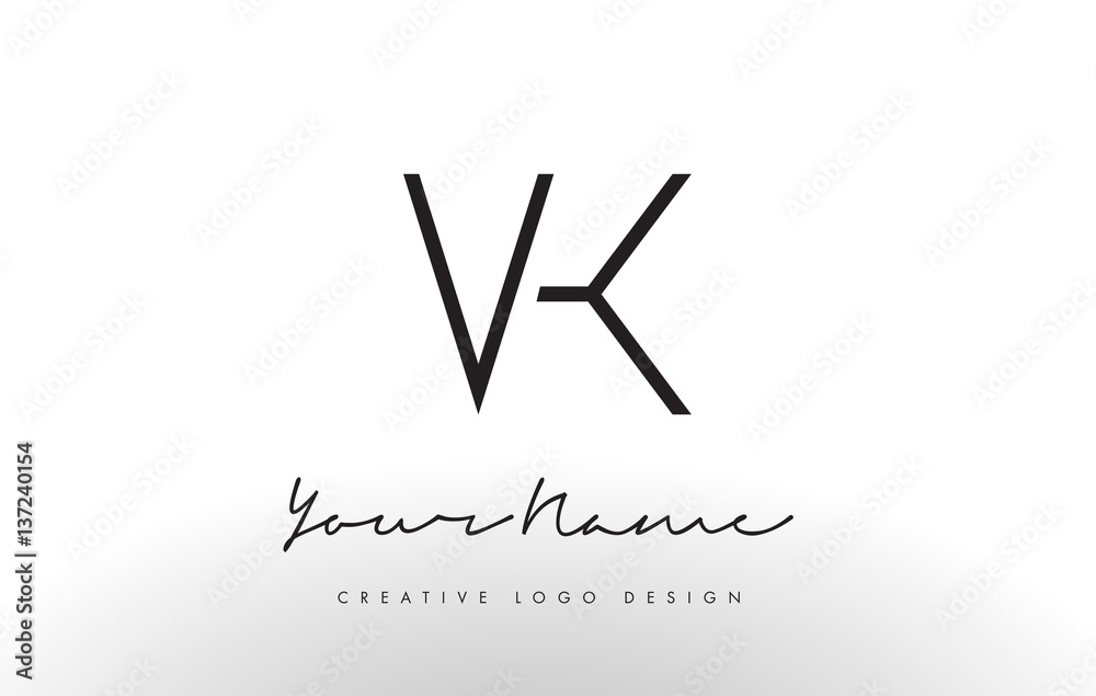 VK Letters Logo Design Slim. Creative Simple Black Letter Concept ...