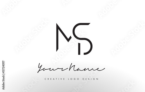 MS Letters Logo Design Slim. Creative Simple Black Letter Concept.