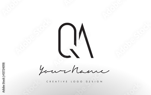 QA Letters Logo Design Slim. Creative Simple Black Letter Concept.