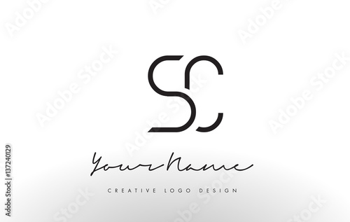SC Letters Logo Design Slim. Creative Simple Black Letter Concept.