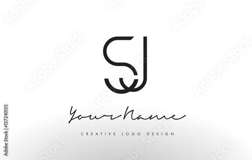 SJ Letters Logo Design Slim. Creative Simple Black Letter Concept.