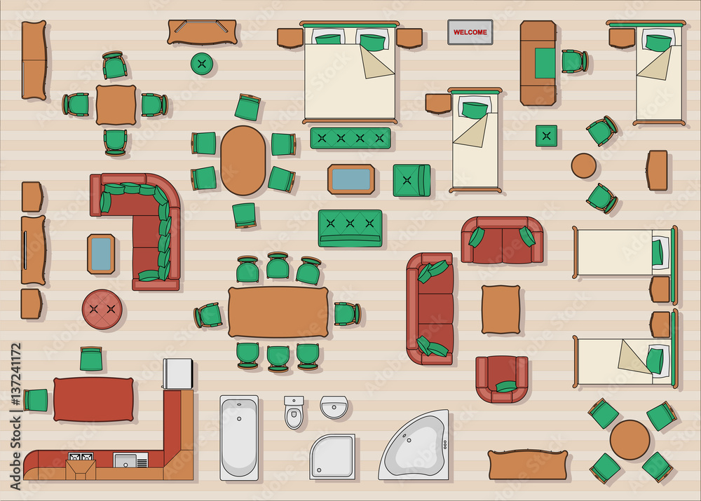 Classic home furniture top view Stock Vector Adobe Stock