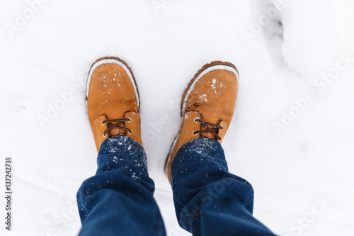 Man in jeans on winter