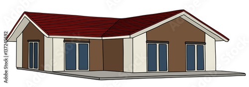 Hand drawing of a low house