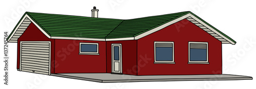 Hand drawing of a red house