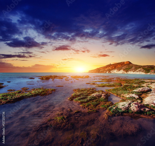 Fantastic view of the nature reserve Monte Cofano. Dramatic scen