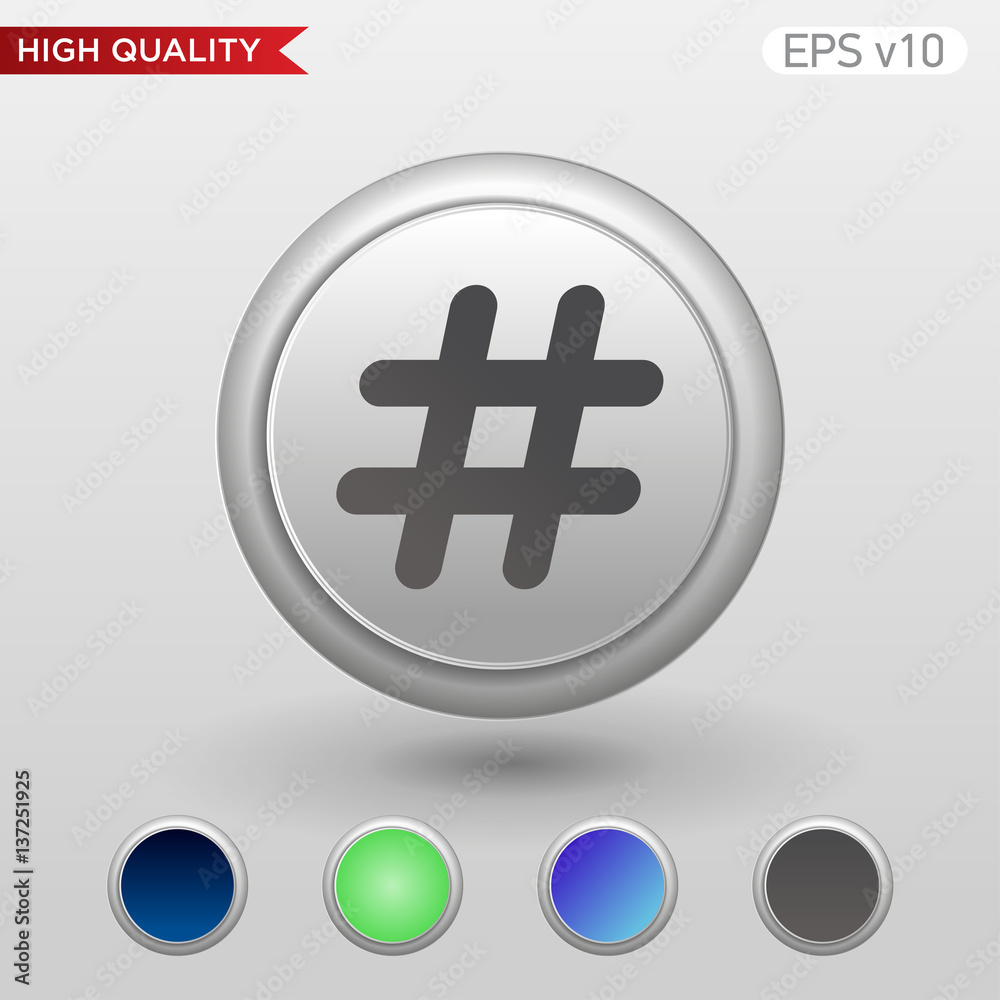 Fototapeta premium Octothorpe icon. Button with octothorpe icon. Modern UI vector.