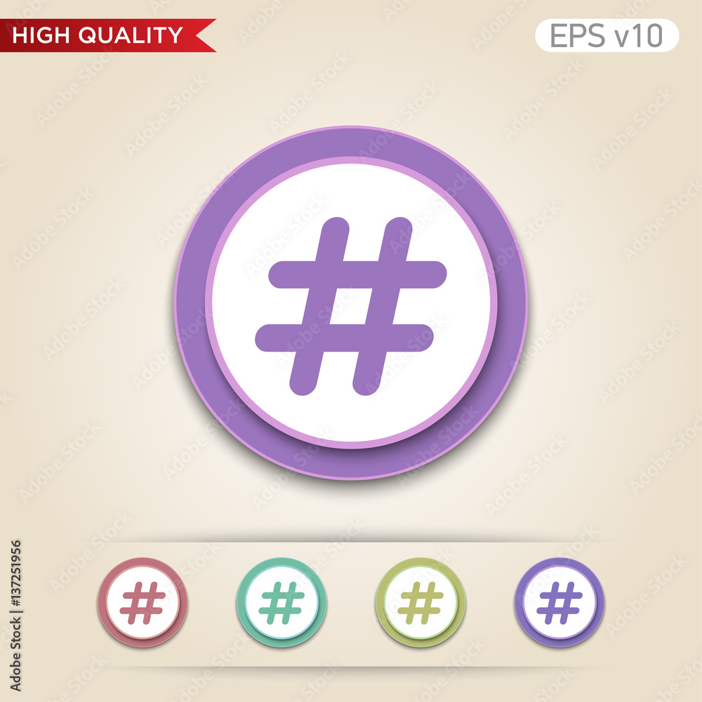 Obraz premium Octothorpe icon. Button with octothorpe icon. Modern UI vector.