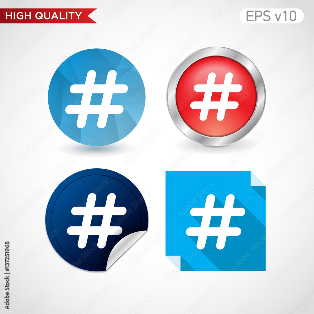 Obraz premium Octothorpe icon. Button with octothorpe icon. Modern UI vector.