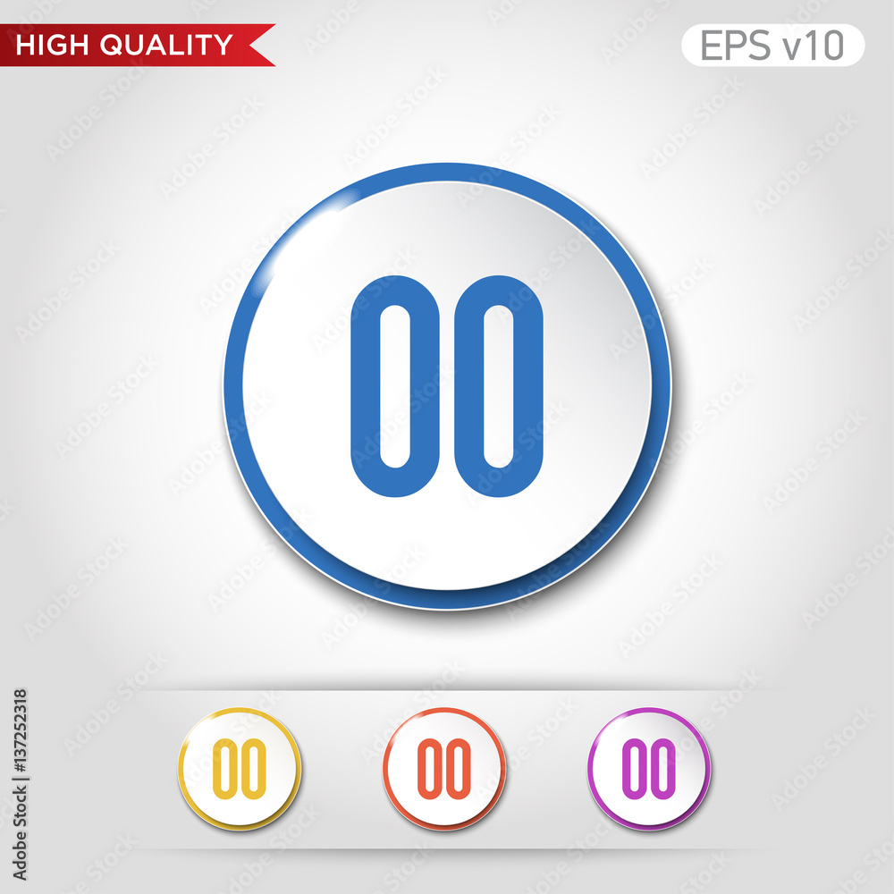 Pause icon. Button with pause icon. Modern UI vector. Pause icon. Button with pause icon. Modern UI vector.