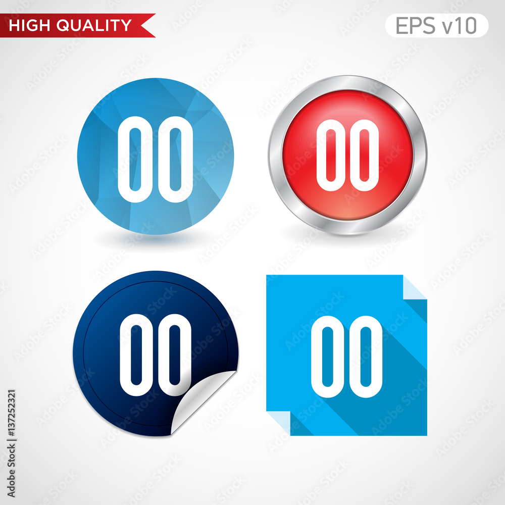 Pause icon. Button with pause icon. Modern UI vector. Pause icon. Button with pause icon. Modern UI vector.