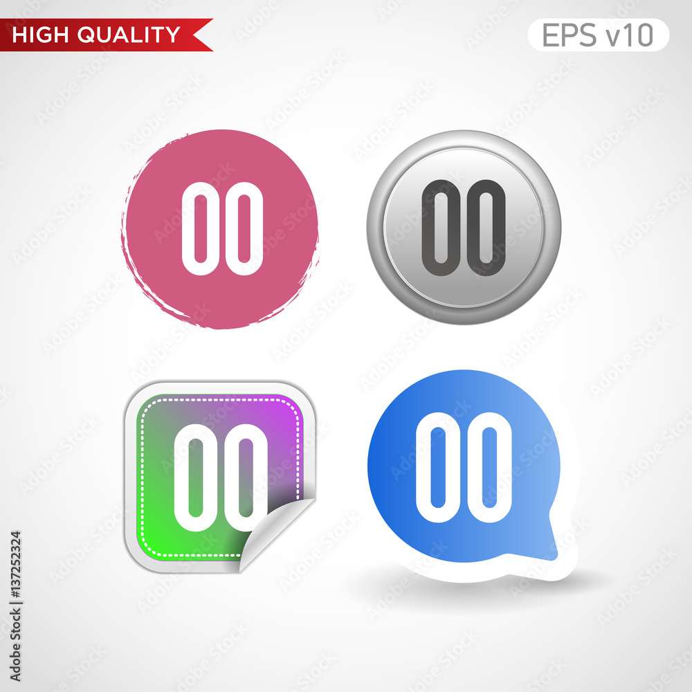 Pause icon. Button with pause icon. Modern UI vector. Pause icon. Button with pause icon. Modern UI vector.