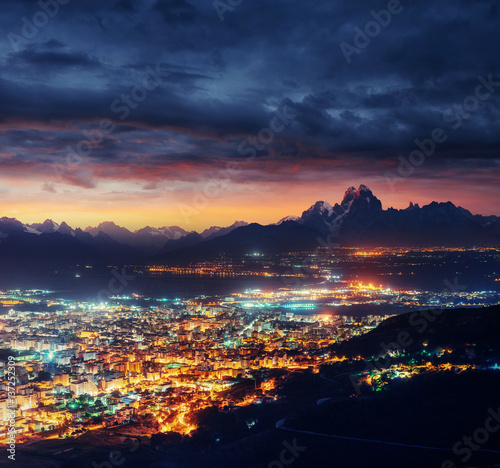 city with a night on the beach. Sicily. Italy. Europe