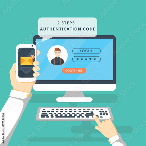 Two steps authentication on computer.