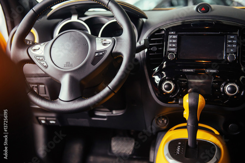 manual shift of modern car gear shifter. © standret