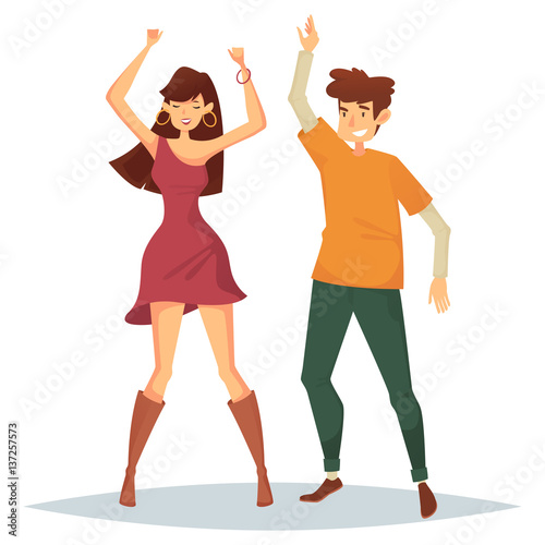 Man and woman dancing on dance floor at disco