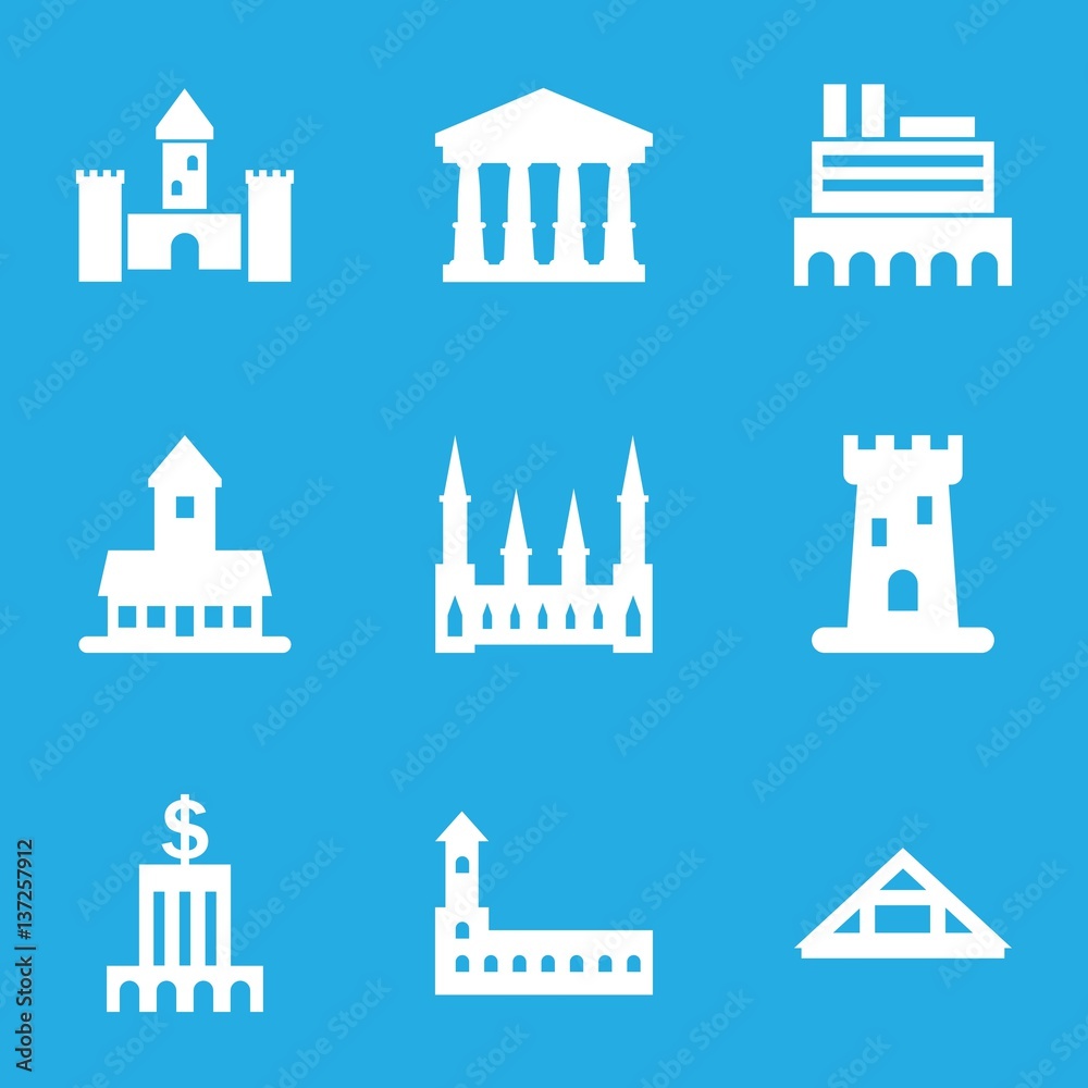 Set of 9 museum filled icons