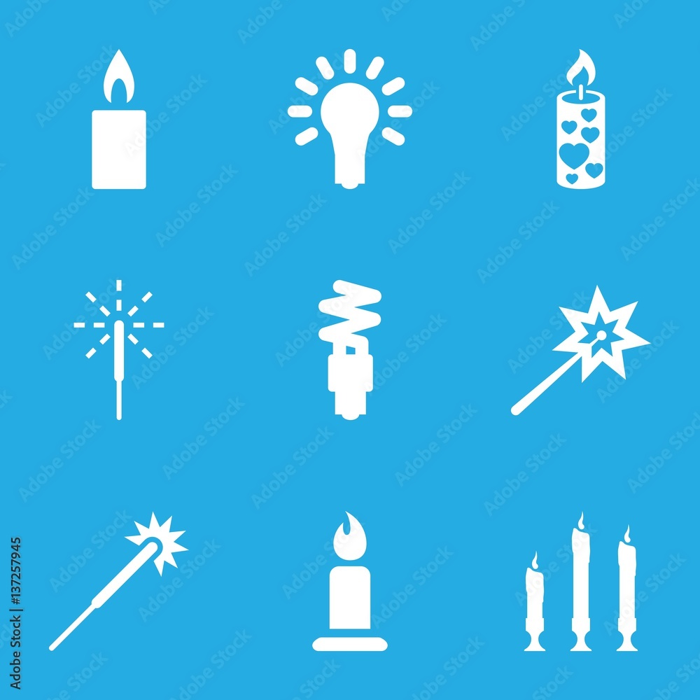 Set of 9 glow filled icons