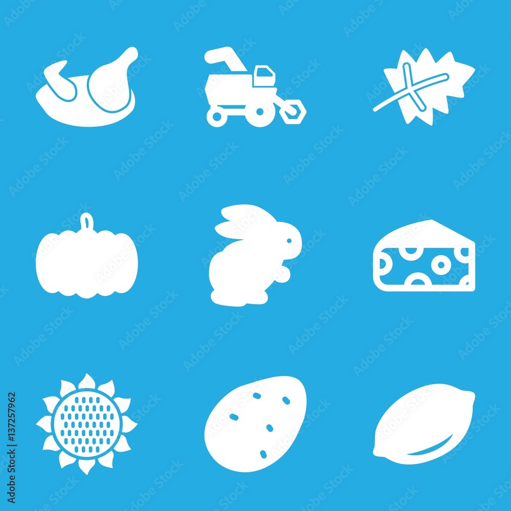 Set of 9 Agriculture filled icons