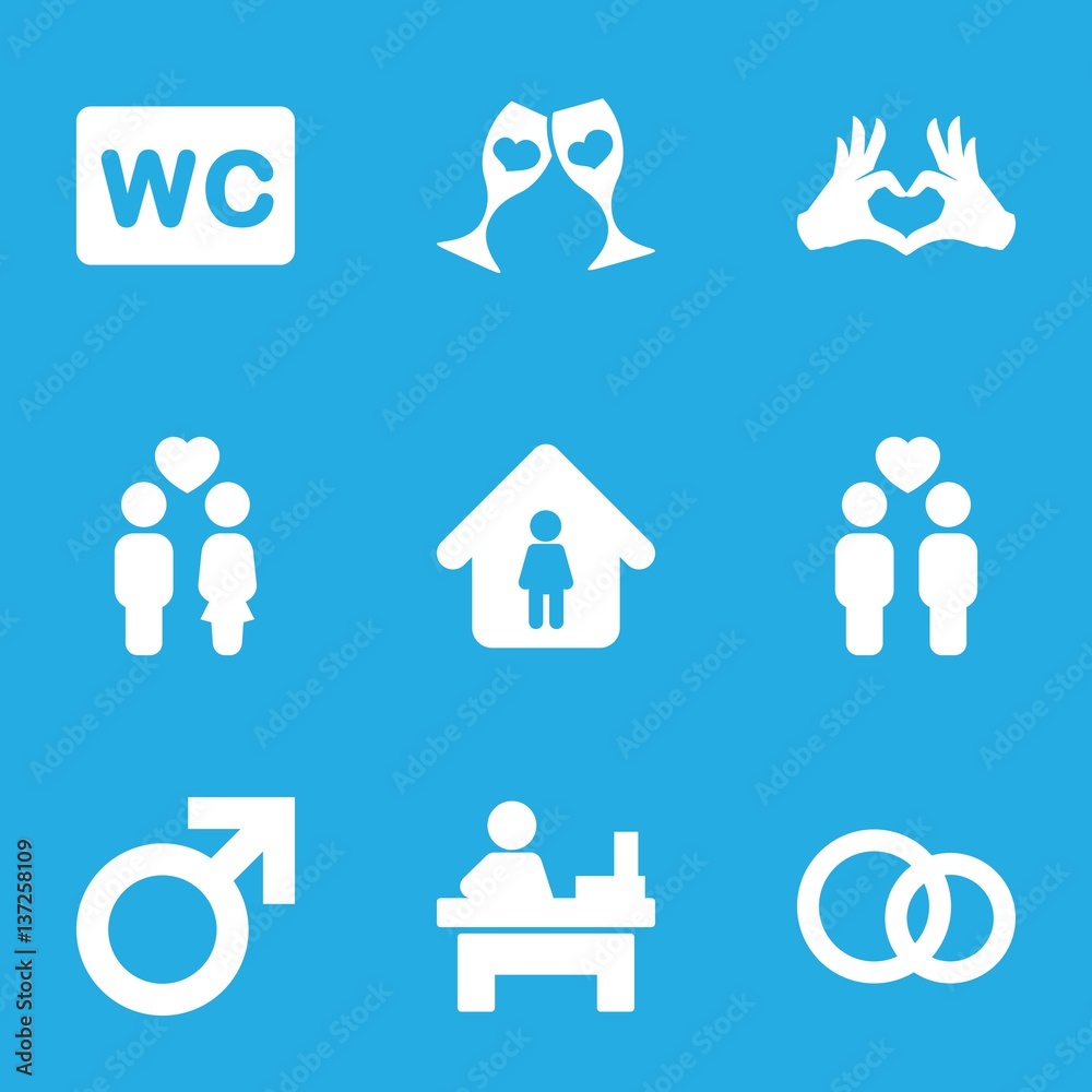 Set of 9 couple filled icons Set of 9 couple filled icons