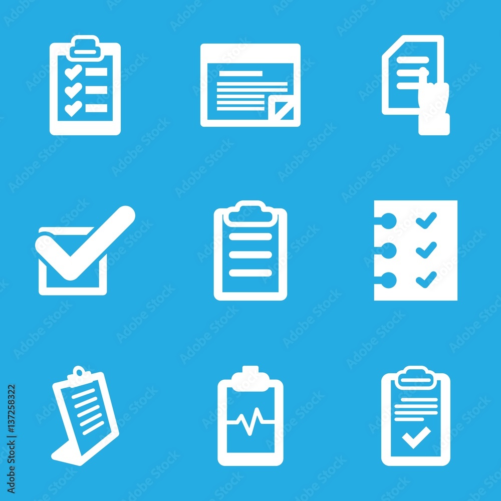 Set of 9 checklist filled icons Set of 9 checklist filled icons