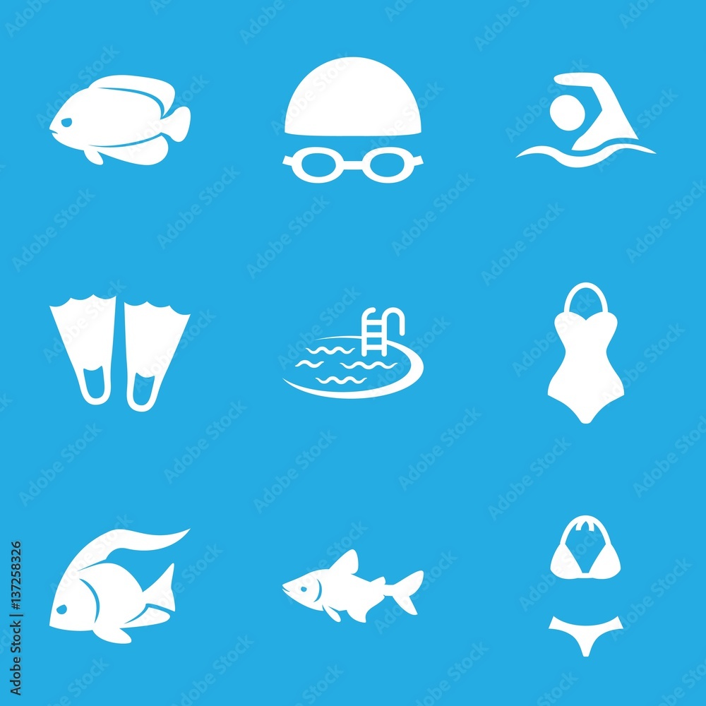 Set of 9 swimming filled icons