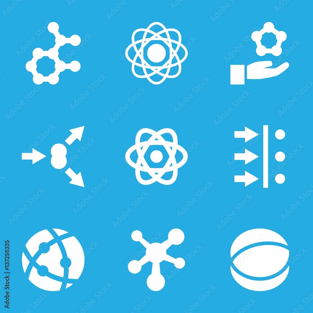 Set of 9 particle filled icons Set of 9 particle filled icons