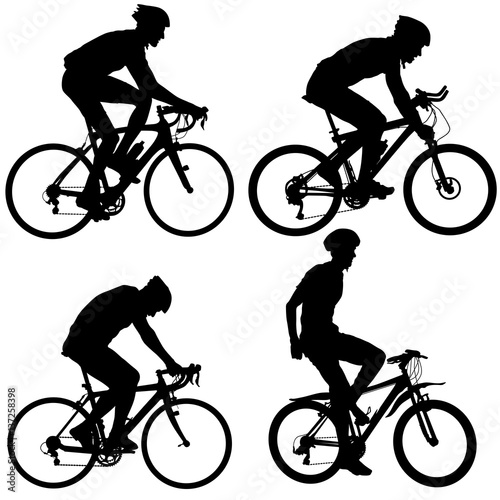 Set silhouette of a cyclist male. vector illustration