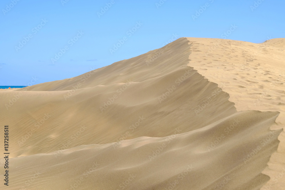 Sand dunes in Maspalomas on the Canary island Gran Canaria, Spain.