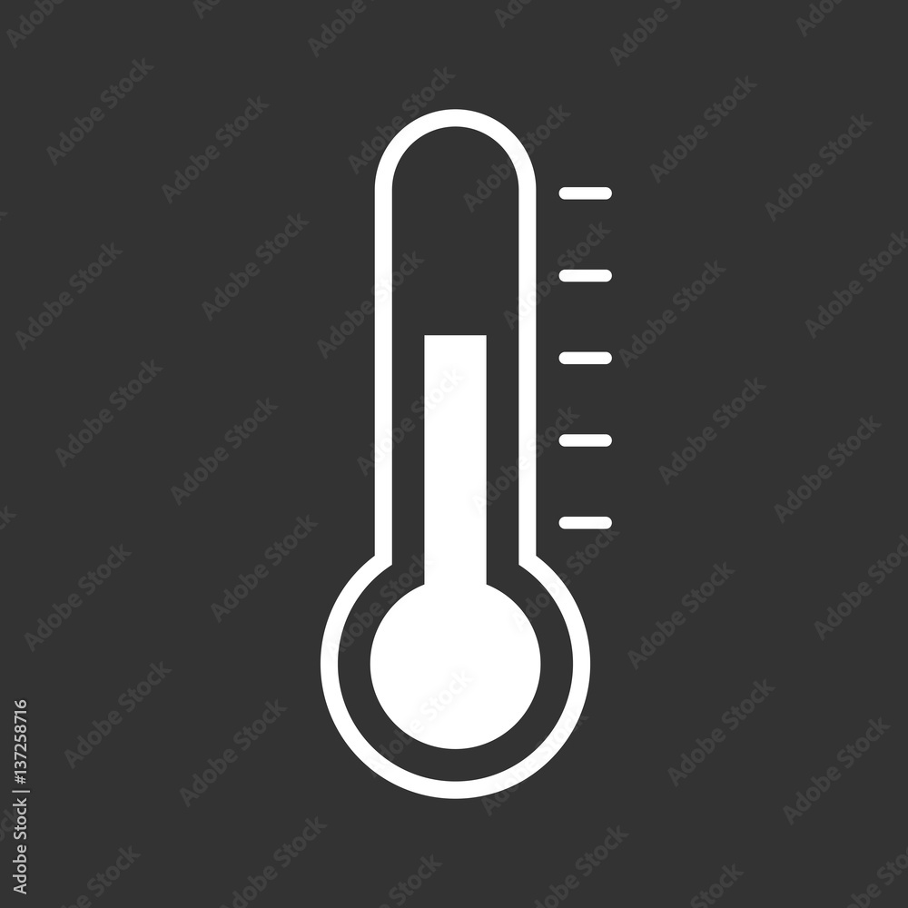 Thermometer icon. Goal flat vector illustration isolated on black background.