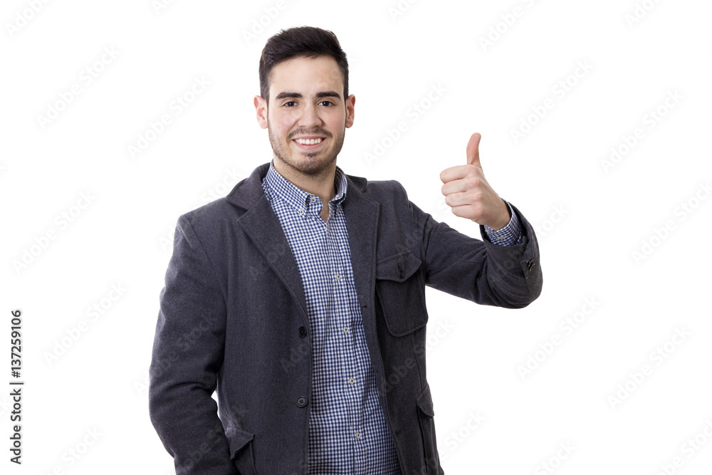 young smiling with hand okay man young smiling with hand okay man