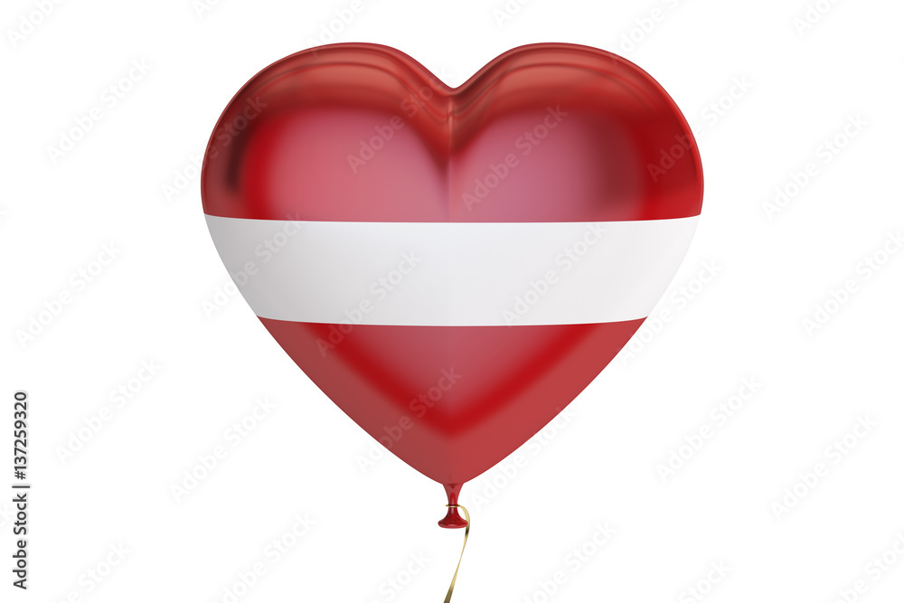 balloon with Latvia flag in the shape of heart, 3D rendering balloon with Latvia flag in the shape of heart, 3D rendering