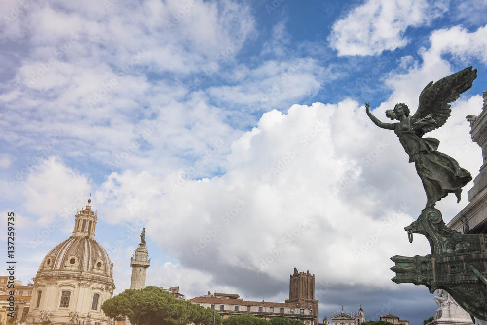 Fototapeta premium Detail of Rome and of the national monument of Vittorio Emanuele II.