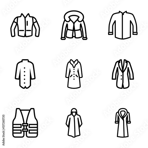 Set of 9 jacket outline icons