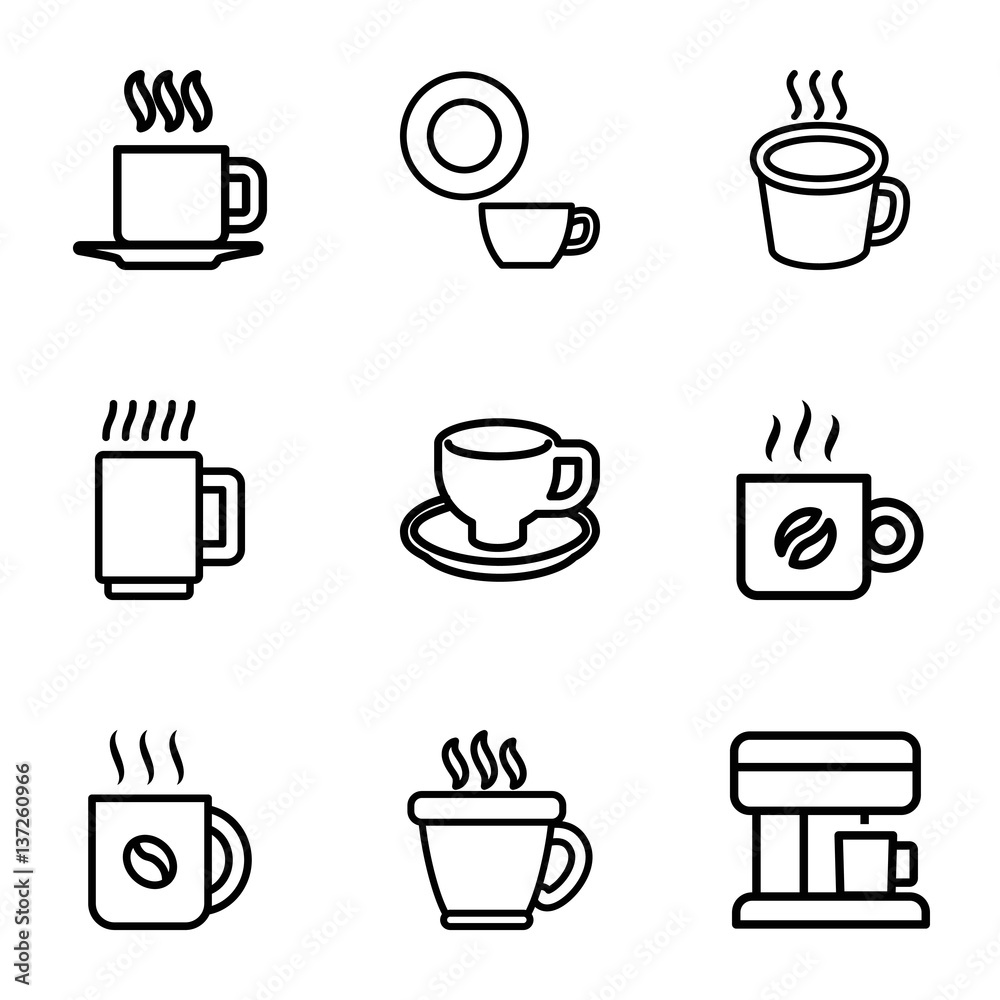 Set of 9 espresso outline icons Set of 9 espresso outline icons
