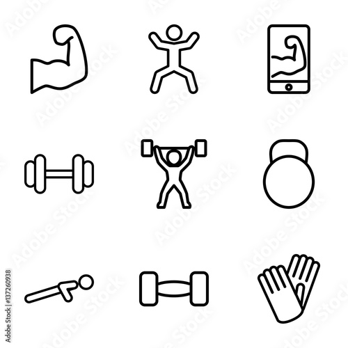 Set of 9 fit outline icons