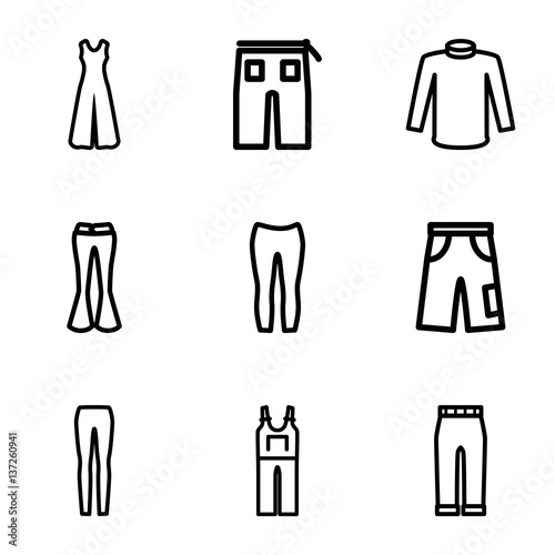 Set of 9 jeans outline icons