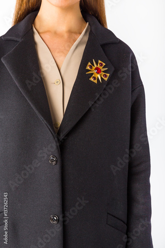 The item of clothing. Detail of coat patterns on a white background