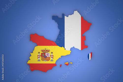 3D Spain and France map