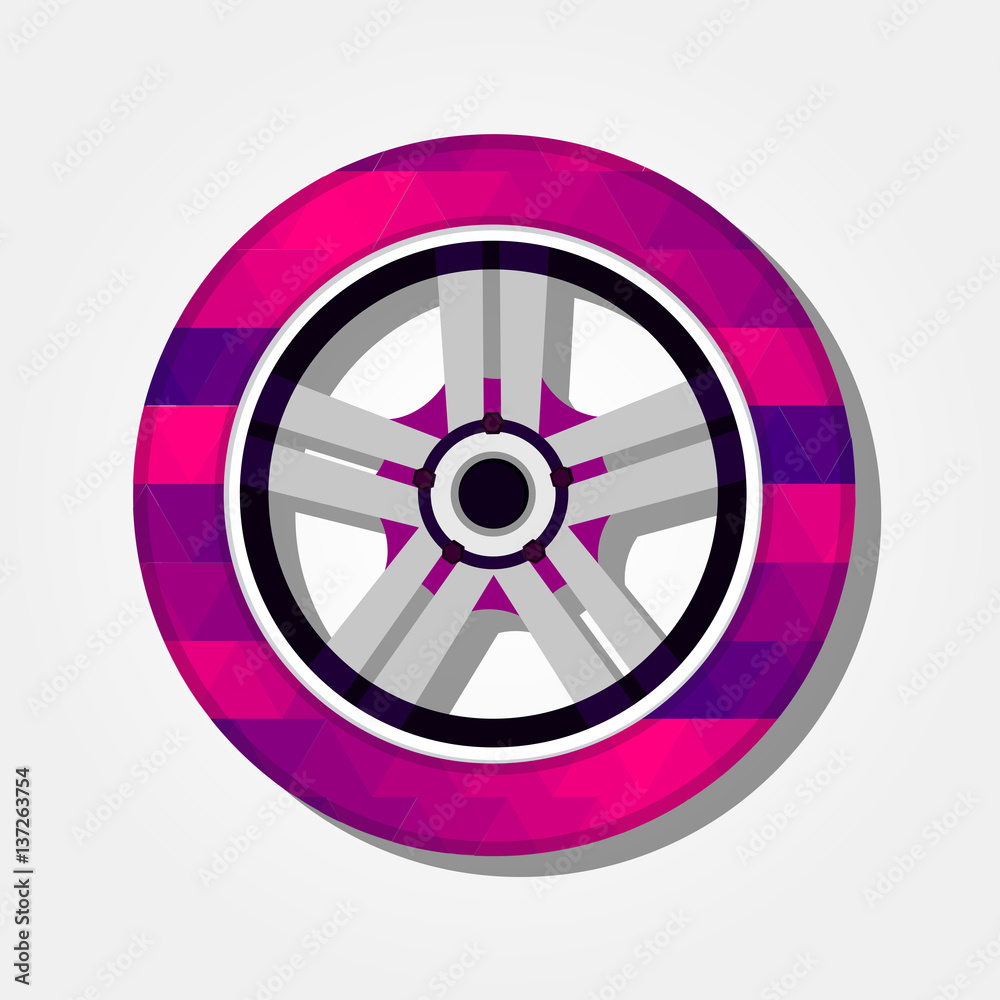 Tire with colorful triangles