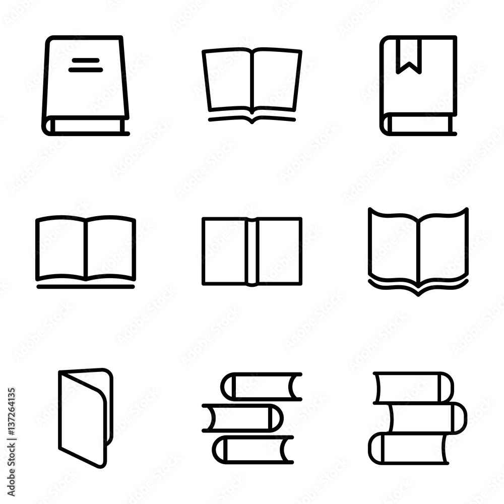 Set of 9 dictionary outline icons Set of 9 dictionary outline icons