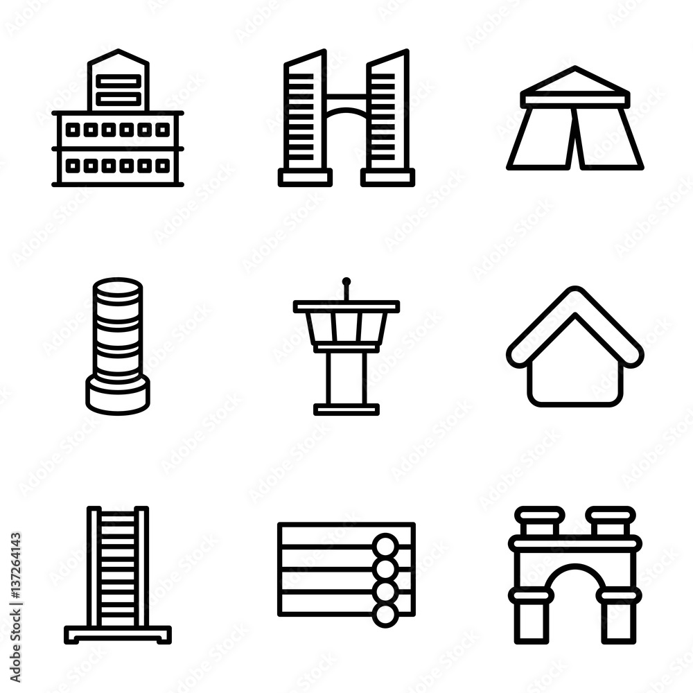 Set of 9 Architecture outline icons Set of 9 Architecture outline icons